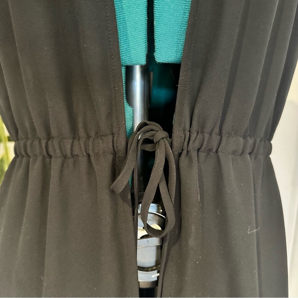 J.Jill Black Sheer Kimono Cover-Up with Drawstring Waist - Picture 5 of 9